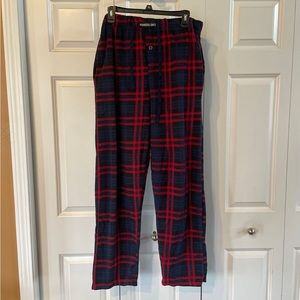 Members Only Navy Blue Red Plaid Fleece Pajama Pants Men’s XL Pockets